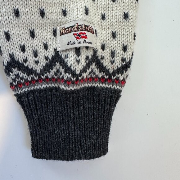 Nordstrikk Norway Ivory Gray Fair Isle Cardigan Sweater Metal Buttons Unisex L - Picture 13 of 15